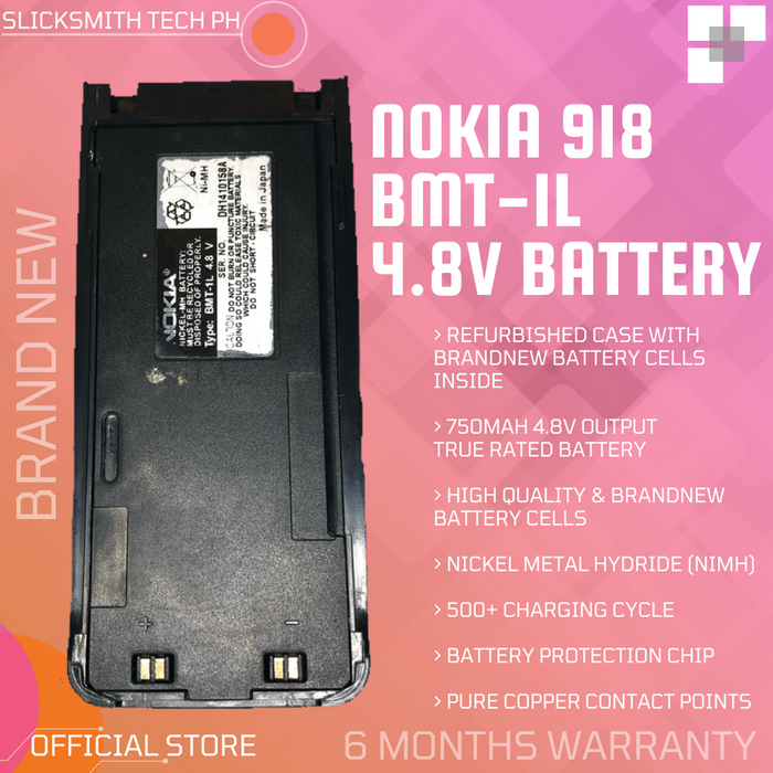 BMT-1L 4.8V Battery for Nokia 918 Repacked with new Ni-Cd Cells | SlickSmith Technology