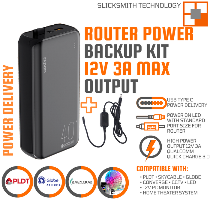 Router Power Backup Kit with Maximum 12V 3A Power Output