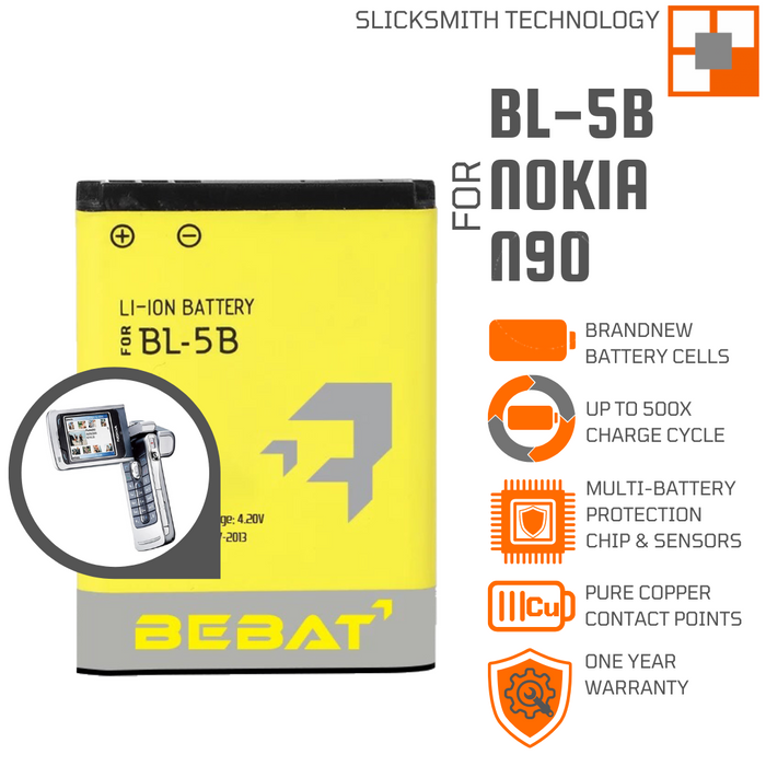 BL5B Battery for Nokia N90 890mAh Lithium-Ion | SlickSmith Technology